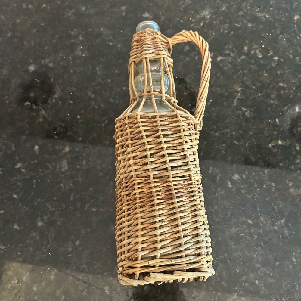 Vintage straw woven bottle